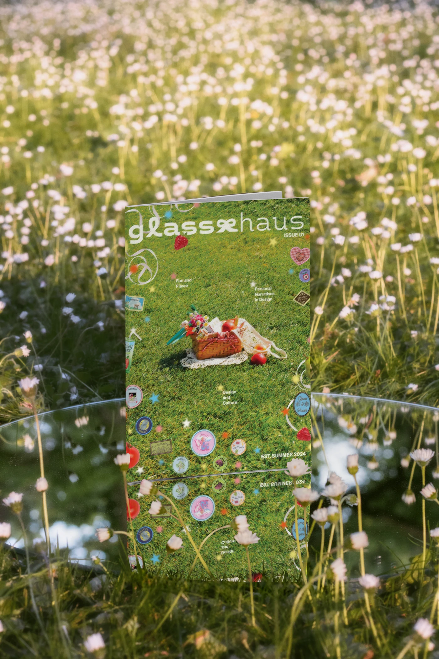 Glasshaus issue 01 standing in a field of daisies